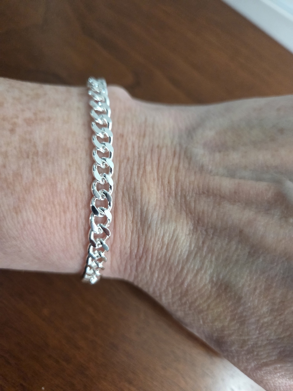 Silver Plated Chain Bracelet - Polished Cuban Link